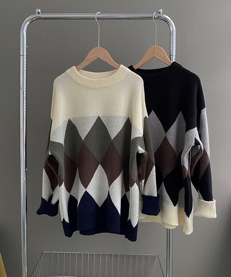 big diamond pattern knit/3color