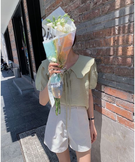 design collar ribbon blouse/3color