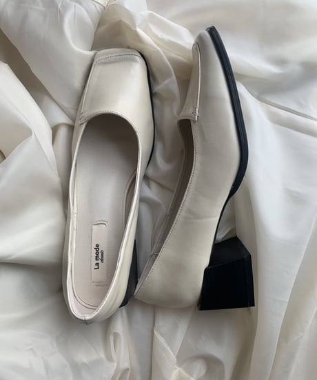 square toe chunky pumps/3color