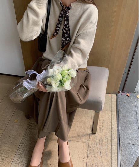 [OUTLET]scarf knit cardigan/3color