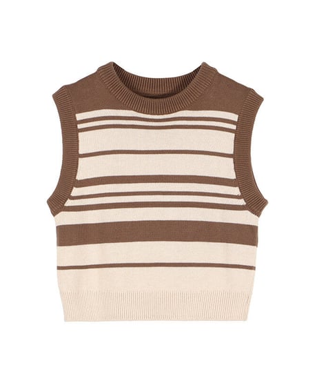 random border knit vest/2color
