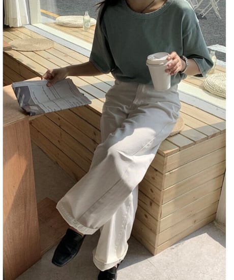 vintage simple loose tee/3color
