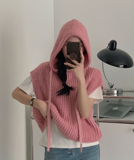 [OUTLET]hoodie knit vest/3color