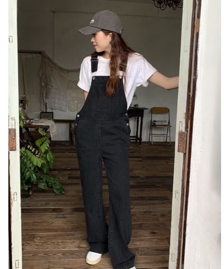 black denim salopette