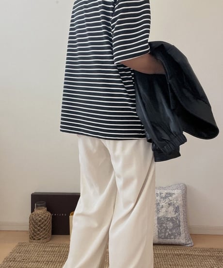 mock neck border T-shirt/2color(ネコポス)