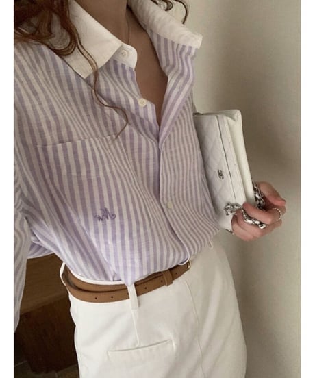 bi-color stripe shirt/2color