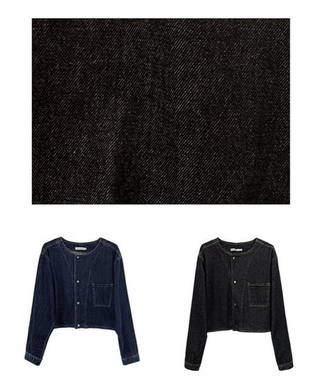[OUTLET]no collar denim jacket/2color