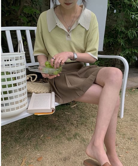 border polo summer knit/3color