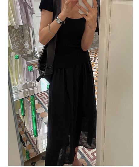 Tencel long skirt/2color