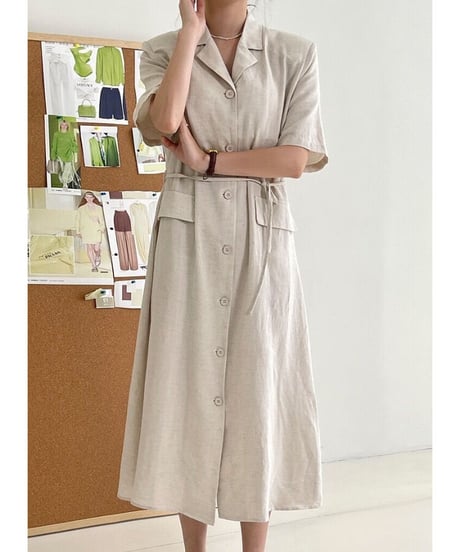 linen shirt dress/2color