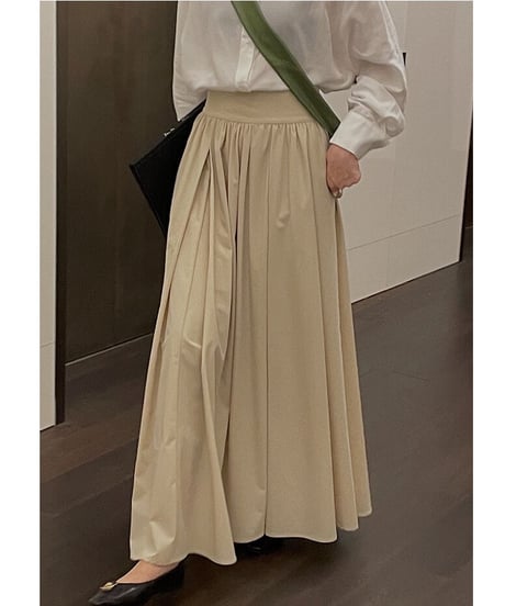 tuck flare maxi skirt/3color