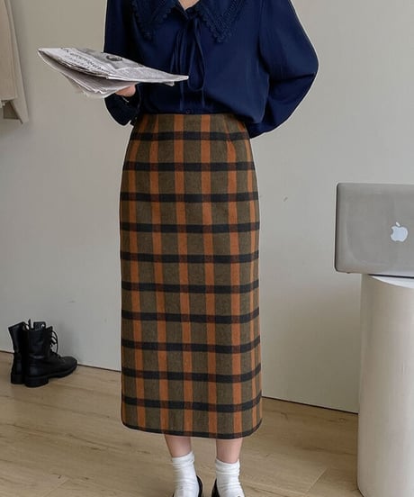 check medium skirt/2color