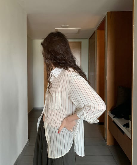 sheer stripe shirt/3color(ネコポス)