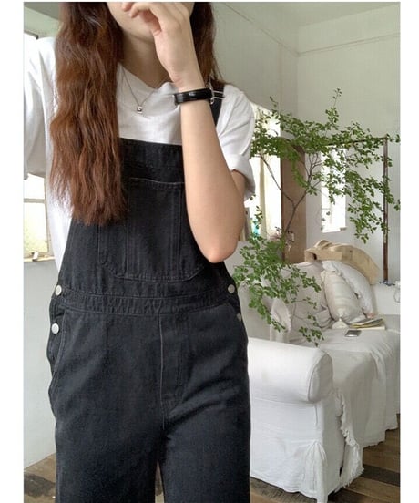 black denim salopette