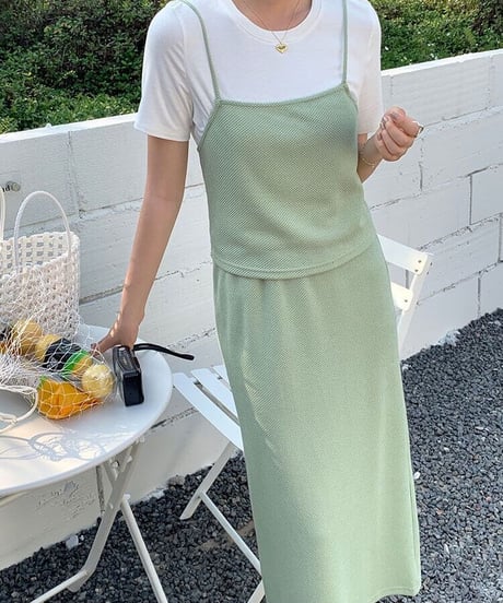 back lace up set up dress(下)/4color