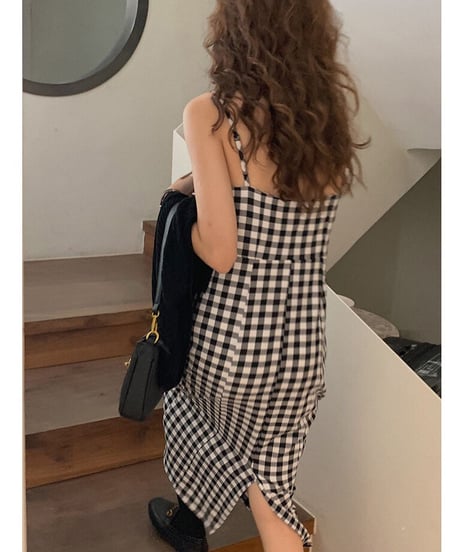 check camisole dress/2color