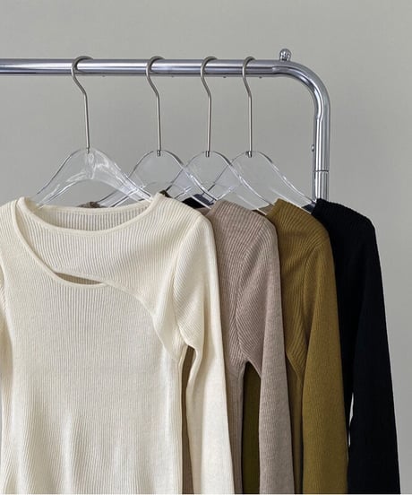 asymmetry rib knit/4color