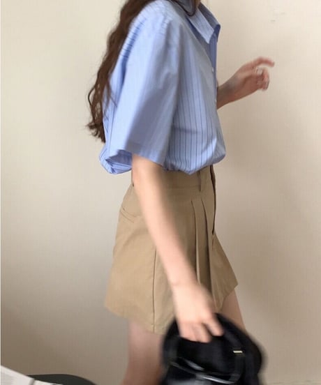 color stripe shirt(half sleeve)/2color