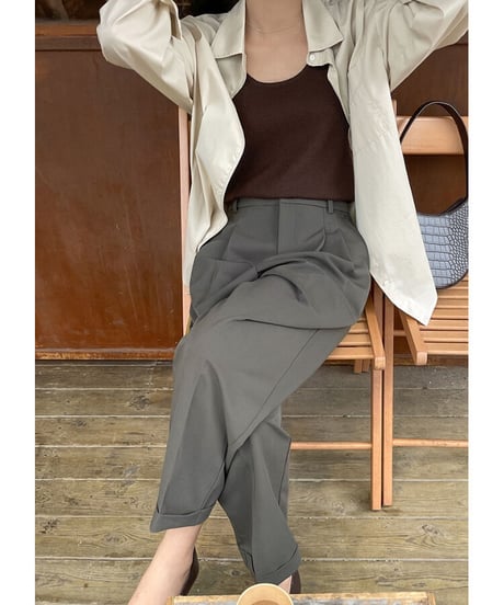 roll-up tuck slacks/3color