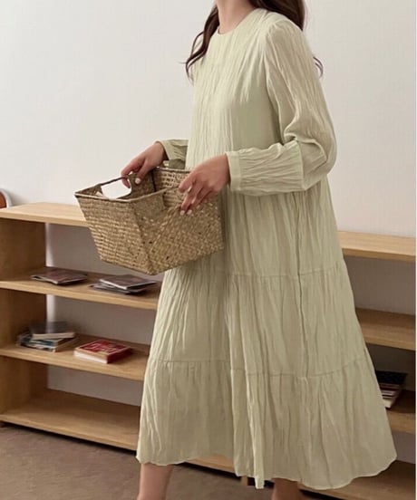wrinkle chiffon one-piece/3color
