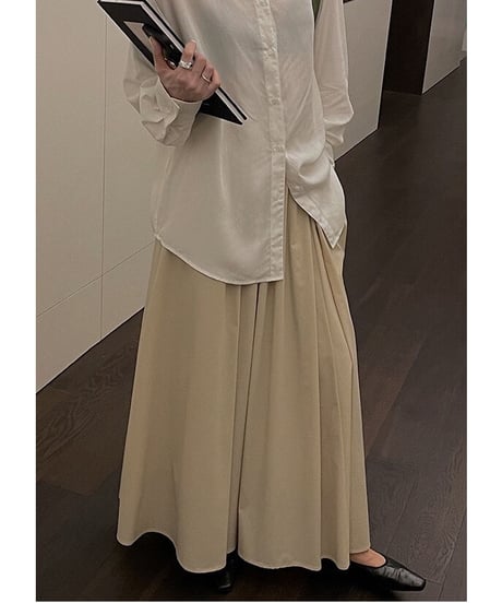 tuck flare maxi skirt/3color