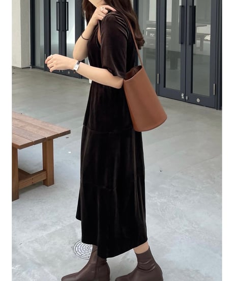 velour half sleeve dress/2color