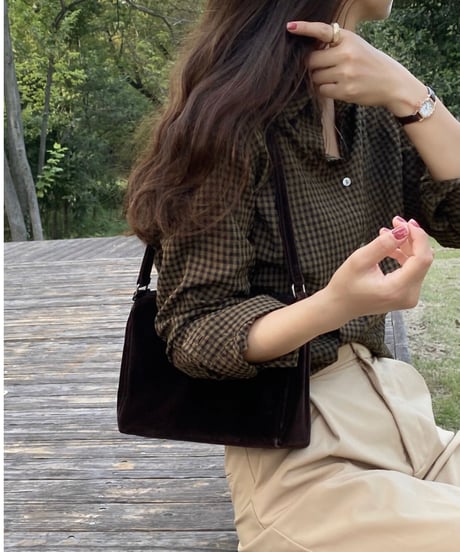 gingham check shirt/3color