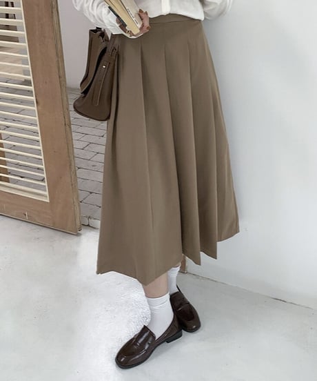 front box pleats skirt/2color