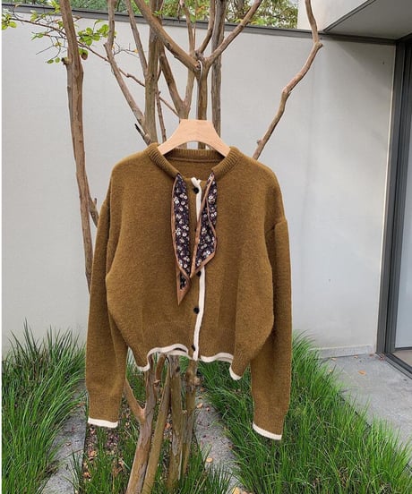 [OUTLET]scarf knit cardigan/3color