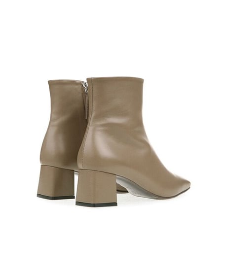 【real leather】square too short boots/smooth leather