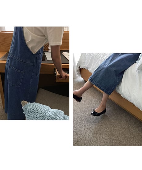 denim salopette skirt/4color