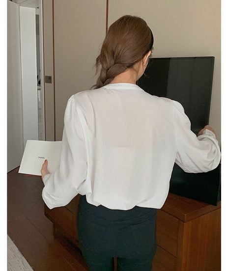 stand collar frill shirt