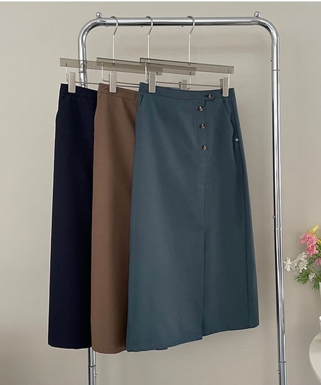 button pencil skirt/3color