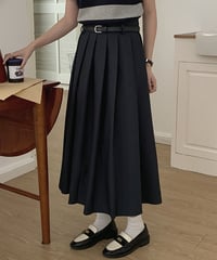 A line pleats long skirt/3color