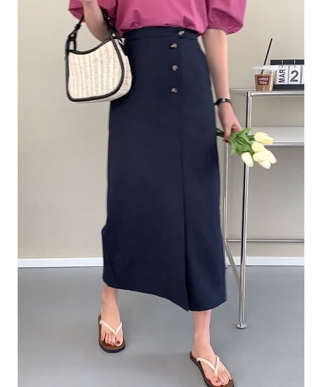 button pencil skirt/3color