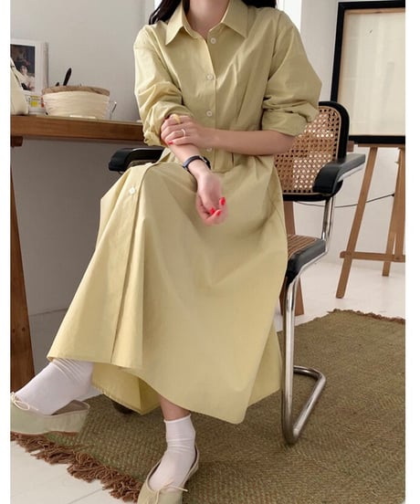 waist tuck shirt dress/3color