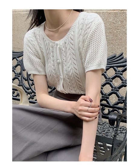 summer knit cardigan/4color(ネコポス)