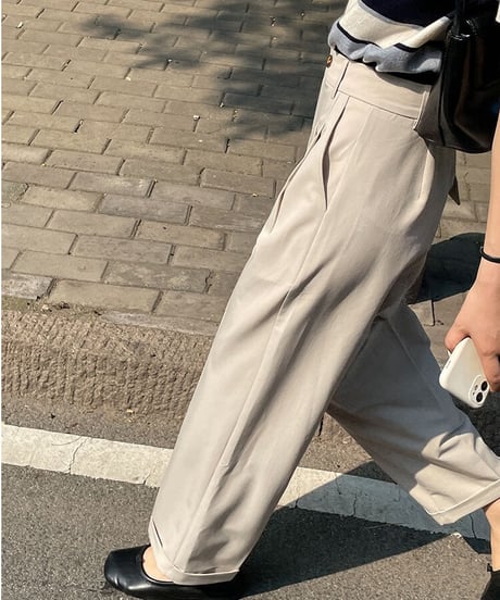 roll-up tuck slacks/3color