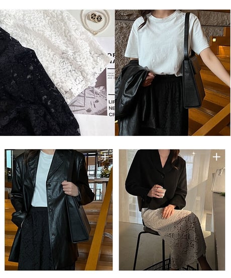 lace long skirt/2color