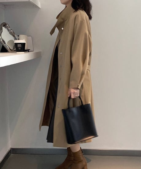 stand collar trench coat/2color