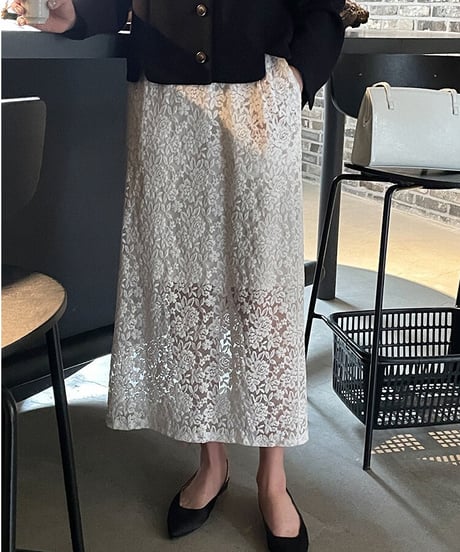 lace long skirt/2color