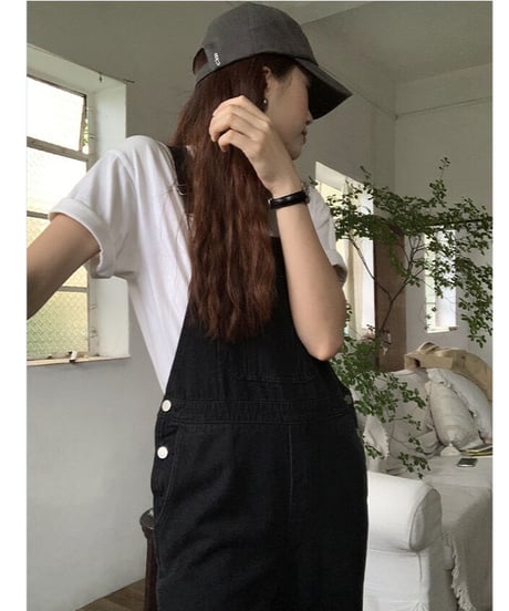 black denim salopette