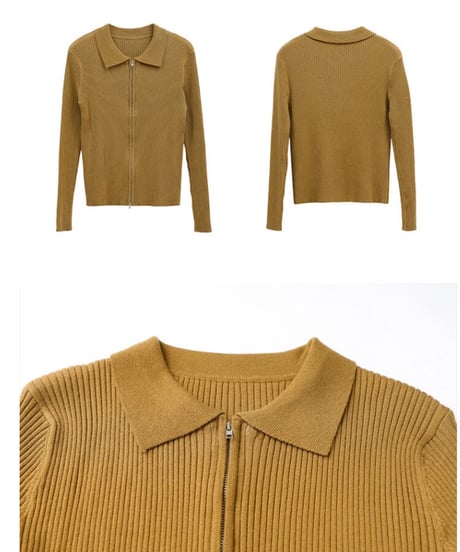 zip up rib knit/5color(ネコポス)