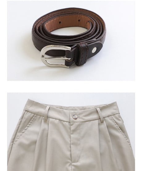 tuck wide slacks & belt/3color