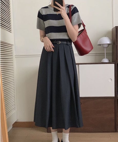 border knit tee/3color