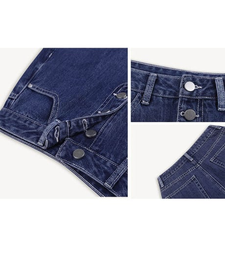 front button denim skirt/2color