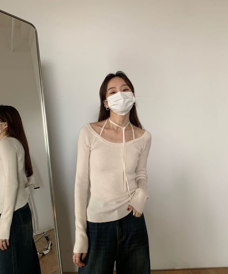 neck ribbon tops/2color(ネコポス)