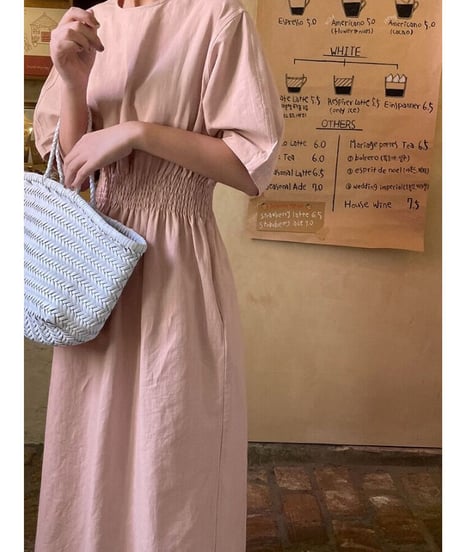 waist mark linen dress/3color