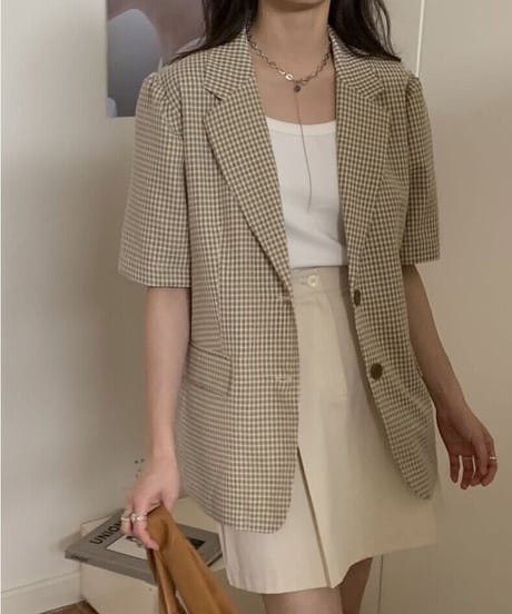 check tailored jacket/2color