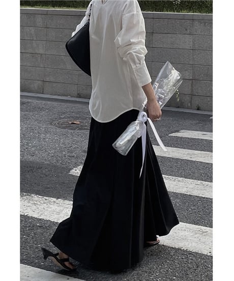 tuck flare maxi skirt/3color